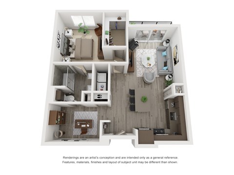 Floor plan for 1 bed, 1 bath, 823 sqft